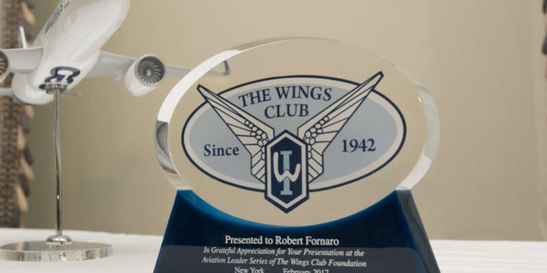 Model airplane and the Wings Club Foundation's speaker appreciation gift