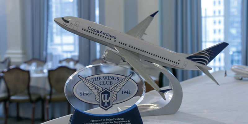 Copa model airplane and the Wings Club Foundation's speaker appreciation gift